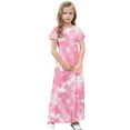 thumbnail image 4 of OGLCCG Girls Summer Maxi Dress Tie Dye Short Sleeve Casual Holiday A Line Flowy Long Dress Loose Boho Beach Dress with Pockets 4-14 Years, 4 of 7