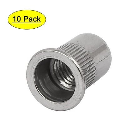 

Unique Bargains M12 x 1.75mm 304 Stainless Steel Stripe Blind Rivet Nut Insert Nutsert 10PCS