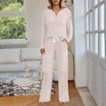 thumbnail image 5 of SUNBS Lounge Sets for Women 2 Piece Casual Outfits Long Sleeve Henley Top Wide Leg Pants Tracksuit with Pockets, 5 of 9