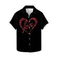 thumbnail image 2 of BiZtdJrK Mens Shirts Short Sleeve, Valentine Outfits Fashion Graphic Loose-Fit Turndown Collar Tshirt Vacation Summer Blouses Multicolor 5XL, 2 of 6