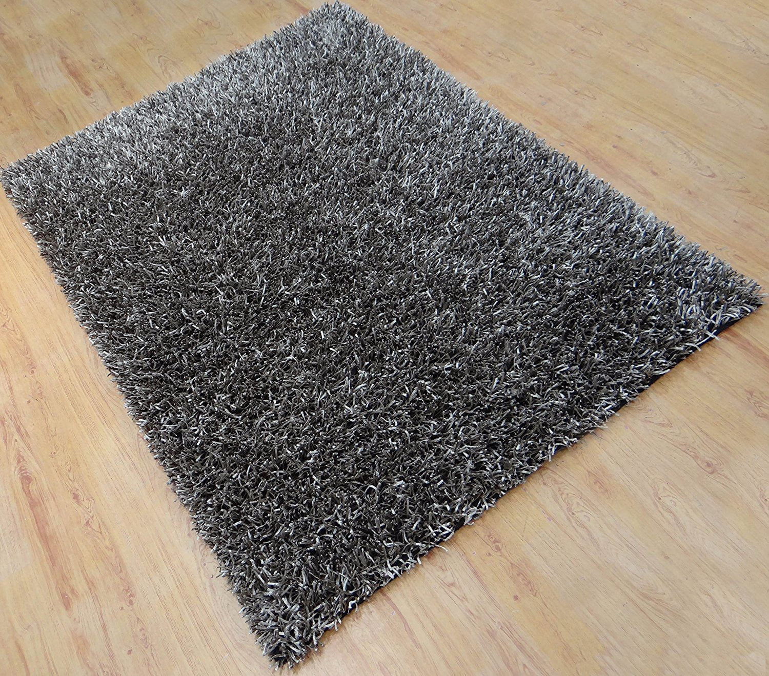 Shaggy Brown Hand Tufted Area Rug 5x8 ft Soft Modern Polyester Shag