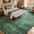 thumbnail image 4 of Lahome 10'x14' Vintage Floral Area Rug, Washable Rugs for Living Room, Soft Non-Slip Low-Pile Stain Resistant Non-Shedding Carpet for Bedroom Dining Room Office, Large Boho Rug, Dark Green, 4 of 10