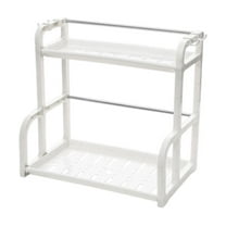 Double Layer Kitchen Storage Rack | Spice Organizer & Knife Holder | White or Coffee Plastic Base | 40x38x24cm Countertop Organizer