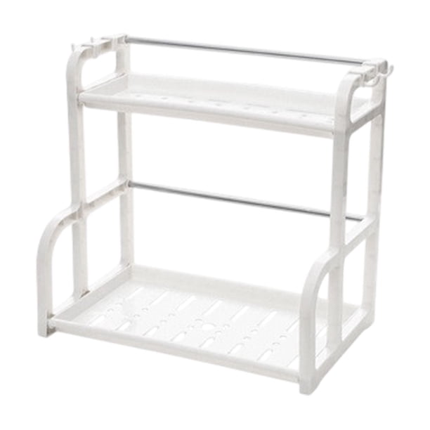 Yhmxh Utensilios de cocina Estante de almacenamiento multifuncional de doble capa con base de plástico para condimentos de cocina, estante para guardar cuchillos Muebles para cocina