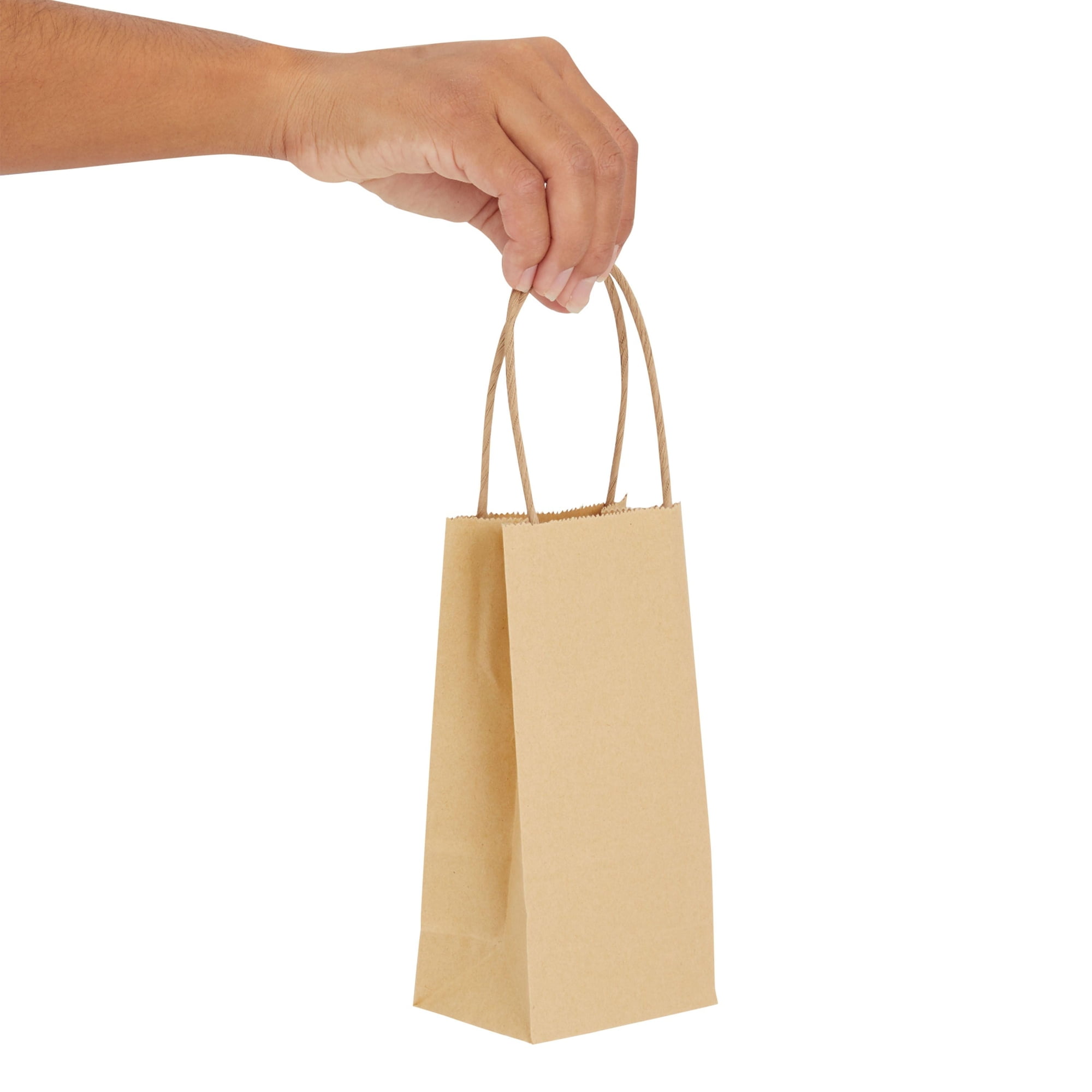 50-Pack Small White Kraft Paper Bag, 6.25x3.5x2.5 in. Party Gift Bags with  Handles, Bulk Retail Shopping Merchandise Bags