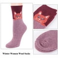 thumbnail image 4 of Women Wool Socks Thick Warm Winter Cartoon Animal Cat Elk Pattern Casual Soft Cozy Crew Socks 5 Pairs Pack, 4 of 7