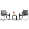 thumbnail image 6 of Asofer 3-PCS Patio Furniture Set, Rocking Bistro Set with Soft Cushion & Coffee Table for Porch, Balcony, Backyard, Gray, 6 of 12