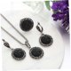 thumbnail image 3 of BESTYASH 4Ud Conjunto De Collar Aretes Y Anillo Negro Con Trituradas Redondas En Resina Para Mujer, 3 of 8