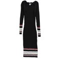 thumbnail image 1 of bar III Vestido de suéter midi de punto acanalado para mujer, negro, mediano, 1 of 2