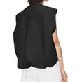 thumbnail image 3 of Women Casual Zip Up Cargo Ruched Hem Sleeveless Blazer Vest Jackets, 3 of 4
