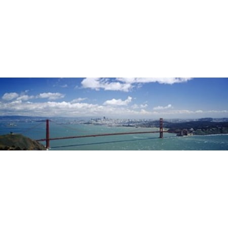High angle view of a suspension bridge across a bay Golden Gate Bridge San Francisco California USA Canvas Art - Panoramic Images (18 x