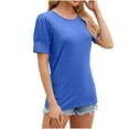 thumbnail image 2 of Fesfesfes T Shirts for Womens Fashion Print Tops Short Sleeve Out Blouse Funny Round Neck T-Shirt Tops Womens Short Sleeve Blouses M(US:6), 2 of 5
