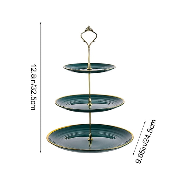 HOARBOEG European Style 3-Tier Dessert Stand, Multi-Tier Snack Tray and Luxury Candy Dish for Living Room, Afternoon Tea, Parties, Space-Saving Fruit & Cake Display Stand