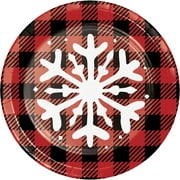 Holiday Time Buffalo Plaid Snowflake Dessert Plates, 30 ct