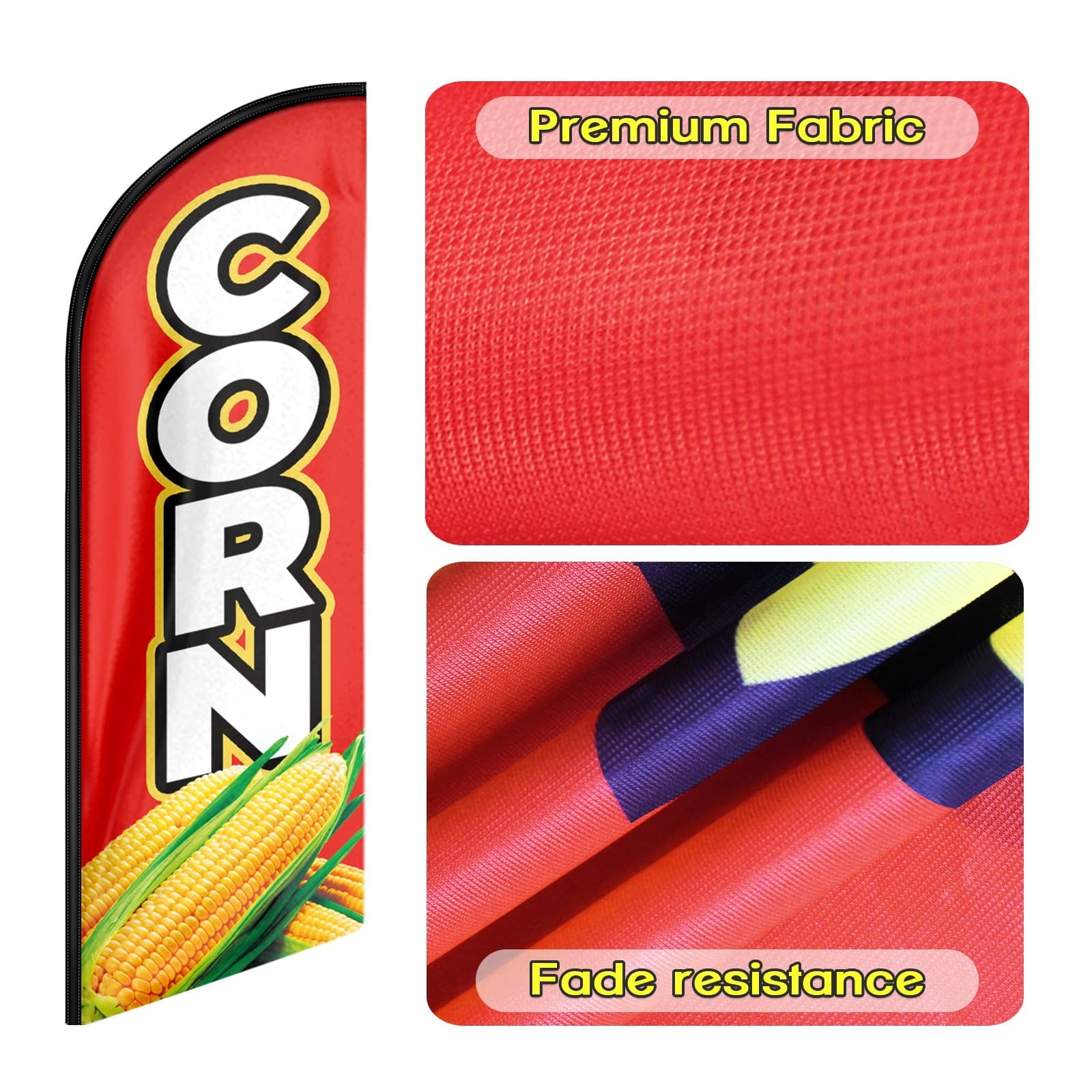 Corn Sign Feather Flag,8FT Corn  Outdoor Advertising Flag, Corn  Business Sign,Corn  Swooper Flag（FLAG ONLY）