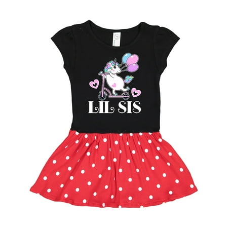 

Inktastic Lil Sis Unicorn Sister Announcement Gift Toddler Girl Dress