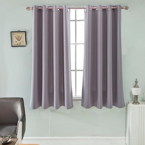 1 Panel con Ojales en Parte , Cortinas Opacas, Tratamiento de Ventanas, Aismiento Térmico. Gris 42x63 pulgadas Macarena Cortinas opacas para ventanas