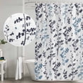 thumbnail image 4 of Grey Blue Botanical Shower Curtain Set - Extra Long 72" x 96" Washable Bathtub Curtain with 12 Hooks, Watercolor Spring Floral Summer Leaf Waterproof Fabric Shower Curtains for Bathroom/Bathtub, 4 of 6