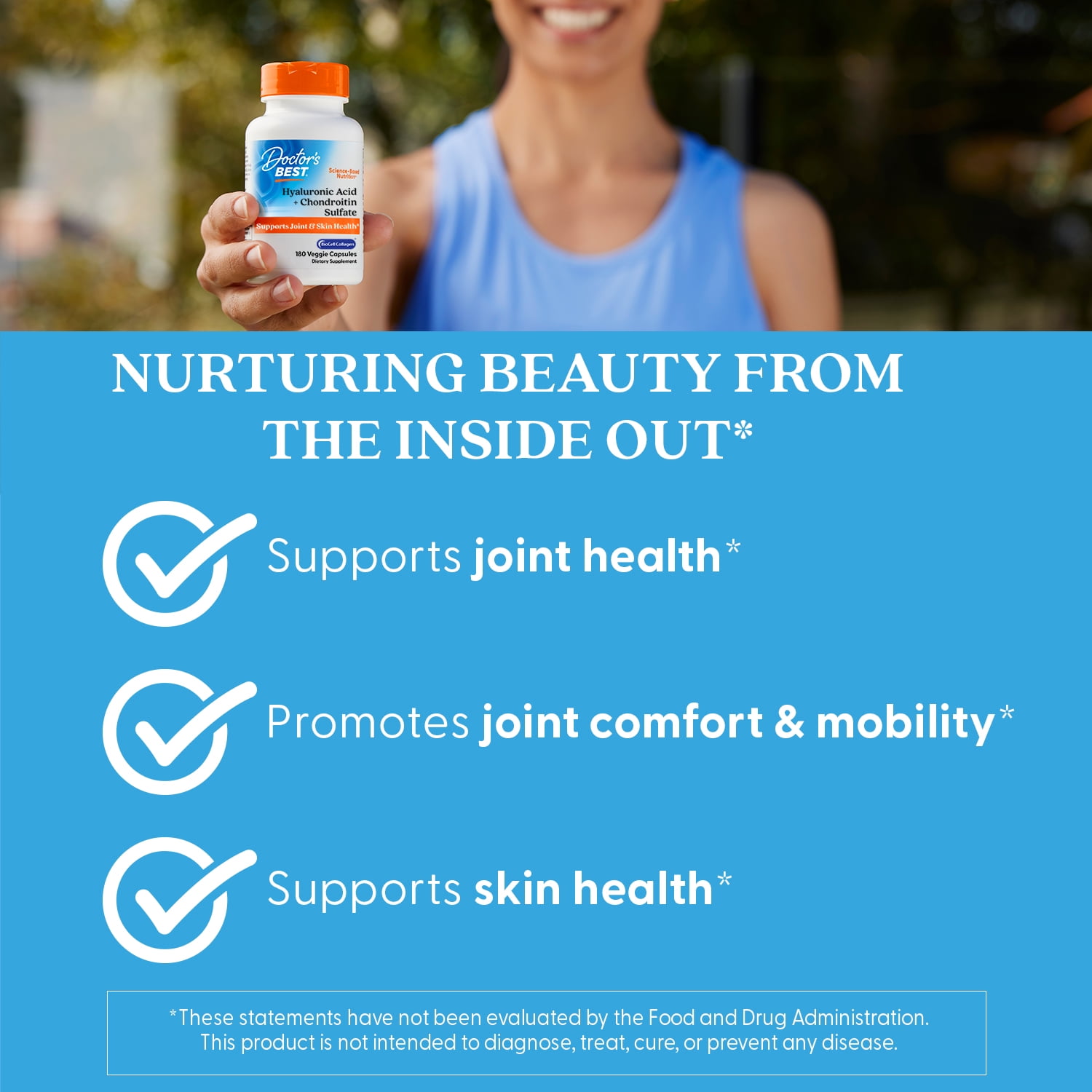 Doctor's Best Hyaluronic Acid with Chondroitin Sulfate, Non-GMO, Gluten Free, Soy Free, Joint Support, 180 Caps