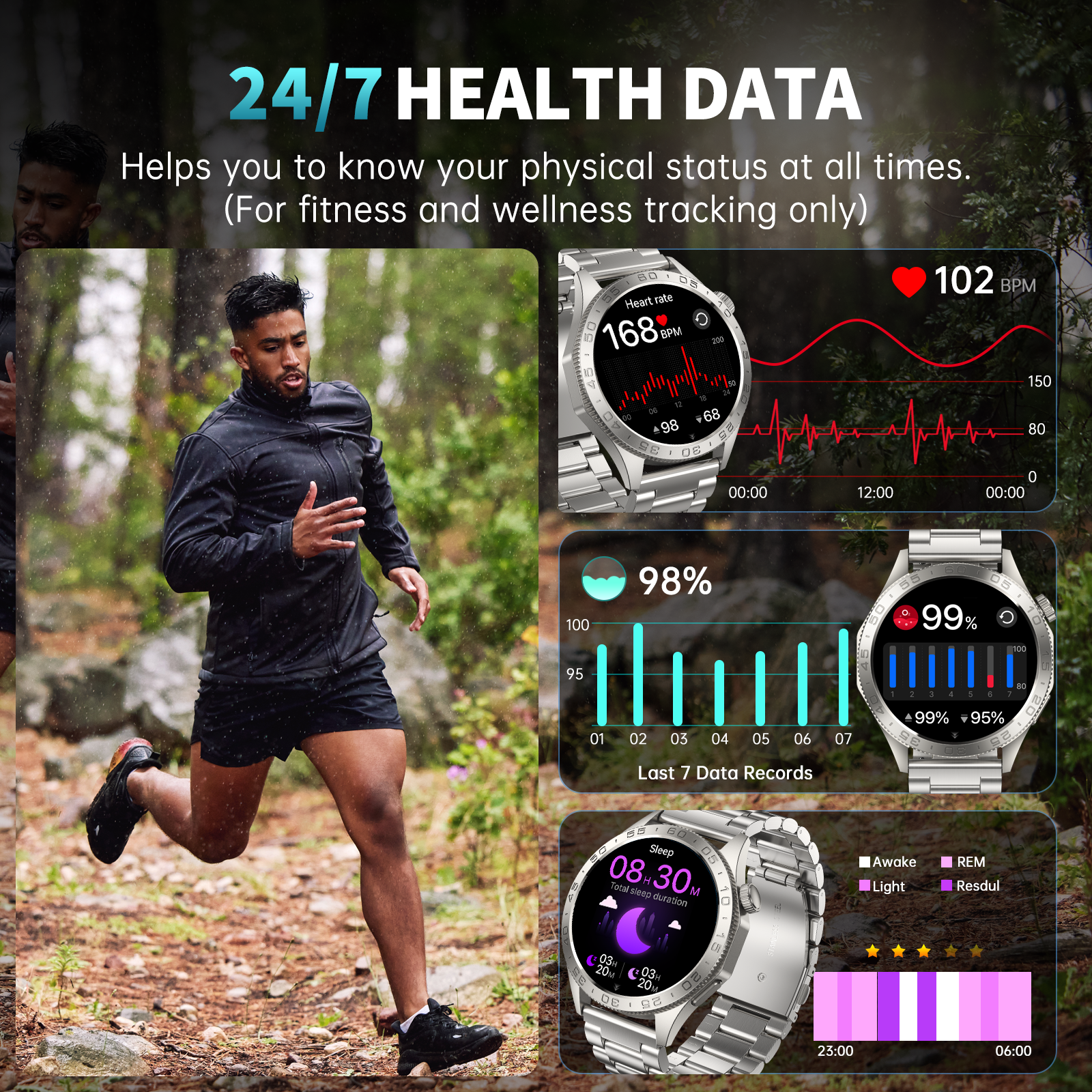 Tikland Smart Watch, 1.43'' AMOLED, 100 Sports Modes, Silver Steel photo 3