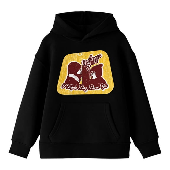 Bioworld A Christmas Story Kids I Triple Dog Dare Ya Youth Black Graphic Hoodie-Medium