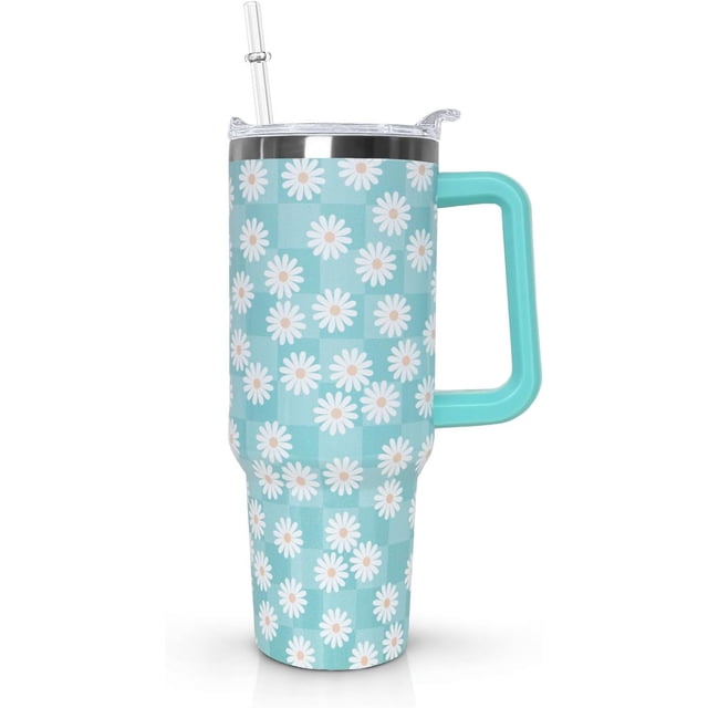Gobelet 40 Oz avec Poignée et Paille Isolé Double Paroi en Acier Inoxydable Tasse de Voyage Boîte Cadeau Gobelet Réutilisable Tasse de Café de Voyage pour Bureau Tasse de Bière Isolée Portable pour Boissons Chaudes et Froides
