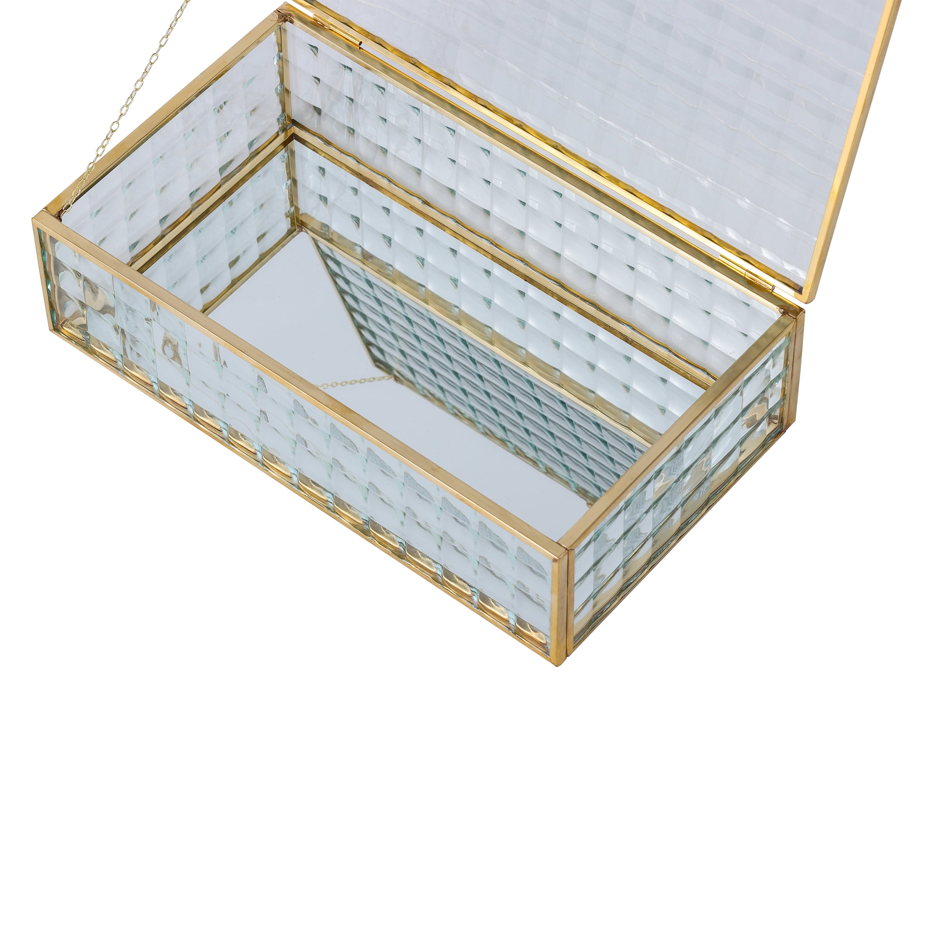 Home Decor Collection Sterling & Noble Home Textured Glass and Cooper Rectangular Tabletop Decorative Trinket Box
