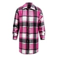 thumbnail image 4 of Mineart Men's Plaid Trench Coat Lapel Collar Mid Long Jacket Winter Outwear, 4 of 6
