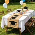 thumbnail image 2 of Elegant Graduation Table Runner, Black and Gold Foil Bachelor Cap Decor, Long Disposable Table Cover for Graduation Party Dessert Table and Celebration Buffet, 2 of 6