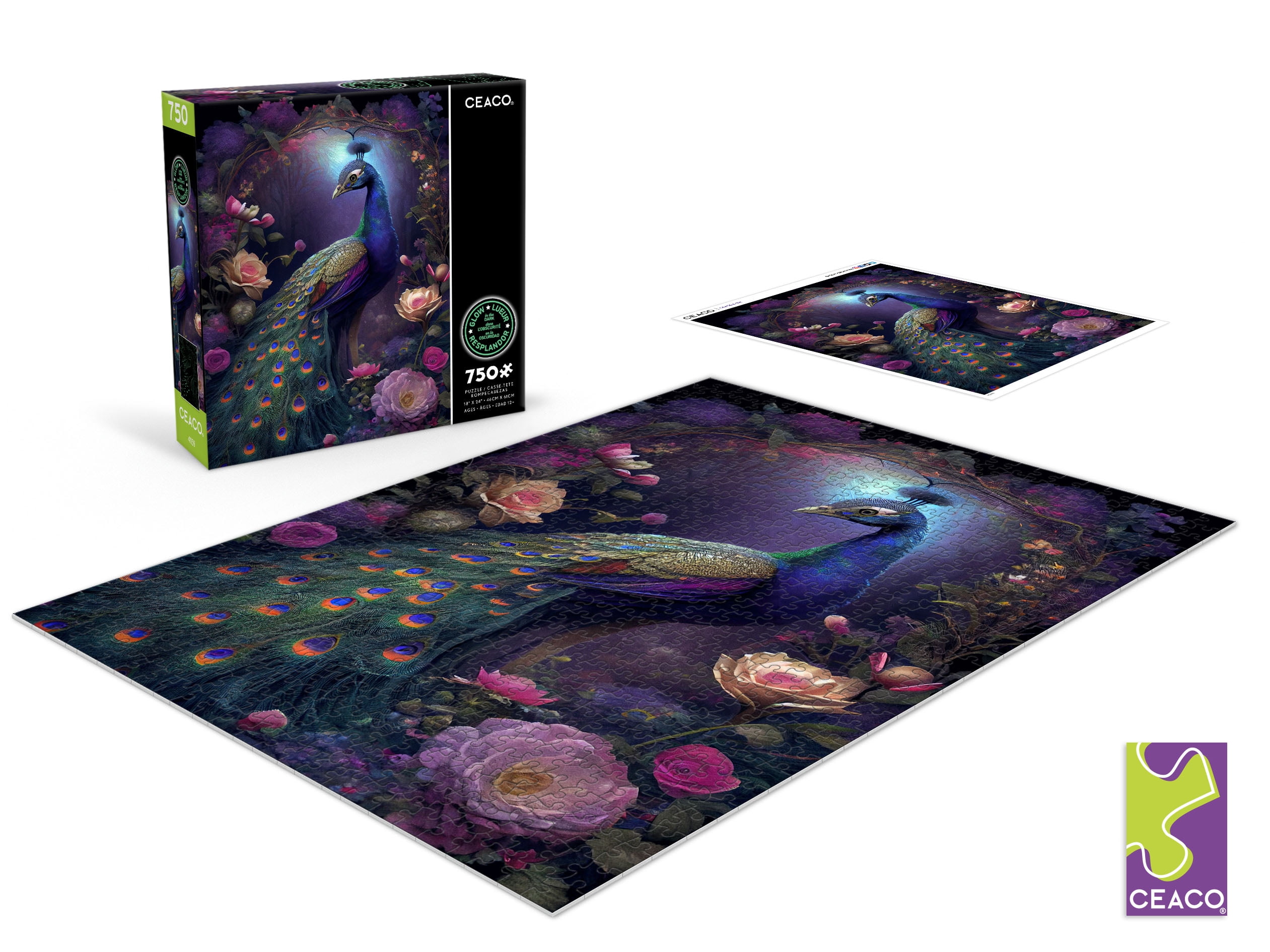 Ceaco Peacock Glow (JK Stewart) 750 Piece Interlocking