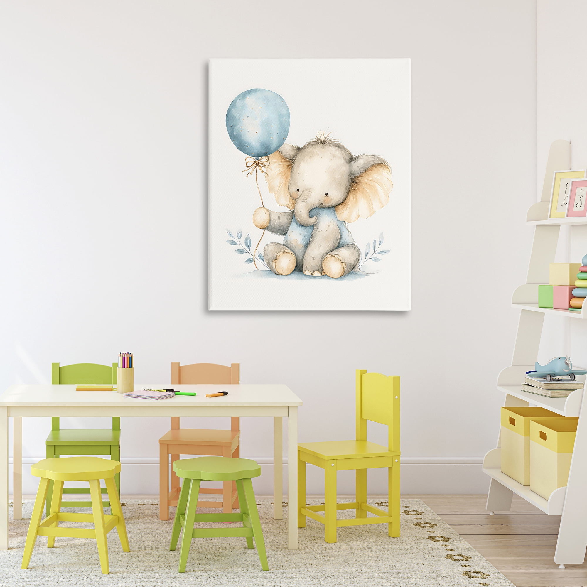 Stupell Industries Watercolor Nursery Elephant Canvas Wall Art, design by LSR Design Studio