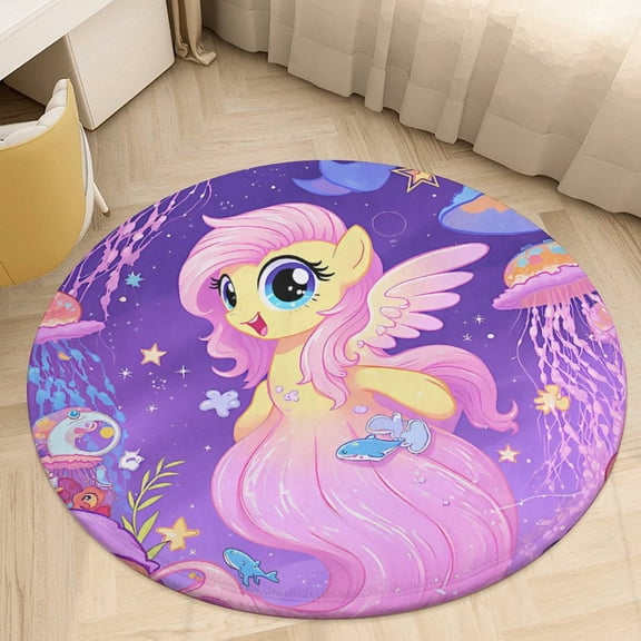 Cute Unicorn with Rainbow Round Area Rugs for Bedroom Living Room, 3FT Soft Indoor Circle Carpets, Carpet Home Decor Floor Mat