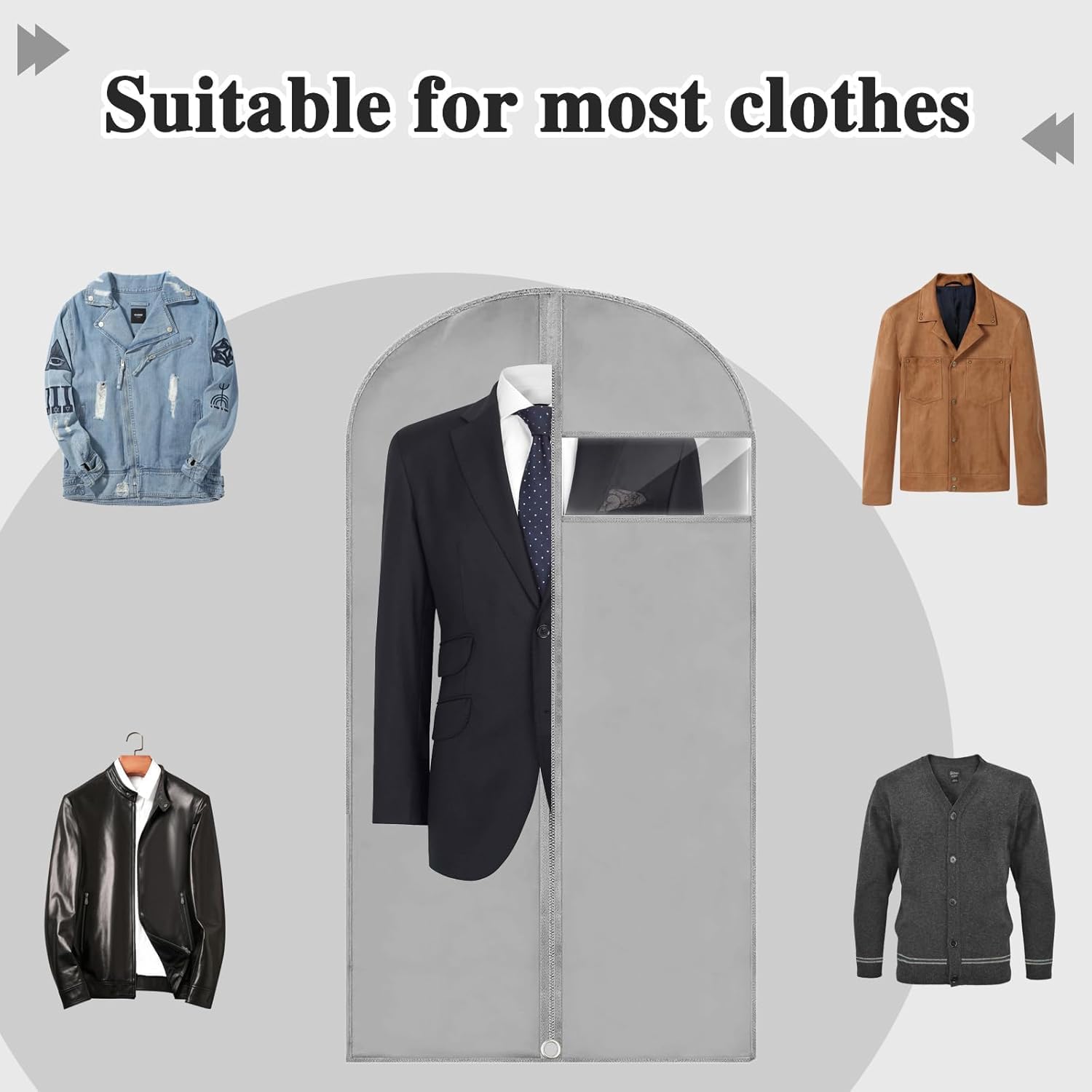 Hanging Clothes Garment Bag Dust Bag, 60.96 cm x 109.22 cm, Dress Hanger Bag, Travel Garment Bag,, Suit Jacket Washable Suit Cover Bag, 4 Piece Set