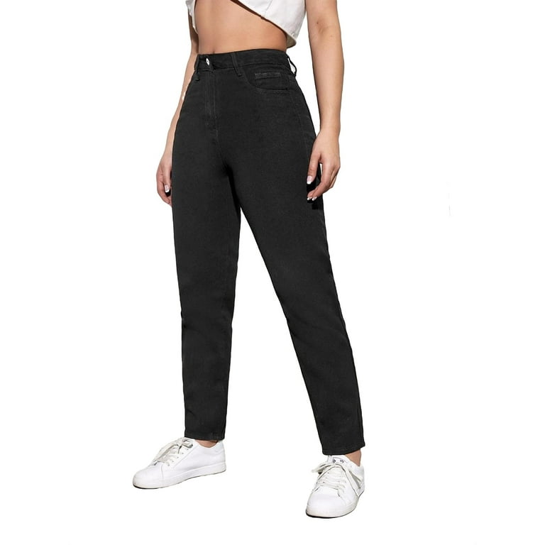 High Waisted Mom Jeans - Black