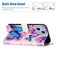 thumbnail image 4 of iPhone 13 Mini Case with Card Holder/Detachable Hand Strap, Allytech Kickstand Folio Flip Wallet Credit Card Slots Magnetic Snap PU Leather Protective Case for iPhone 13 Mini 5.4" 2021, Blue Butterfly, 4 of 5