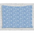 thumbnail image 1 of Turtle Tapestry, Turtle and Mollusk Sketch Wavy Ocean Pattern Monochrome Marine Composition, Wall Hanging for Bedroom Living Room Dorm Decor, 80W X 60L Inches, Pale Blue White, by Ambesonne, 1 of 2