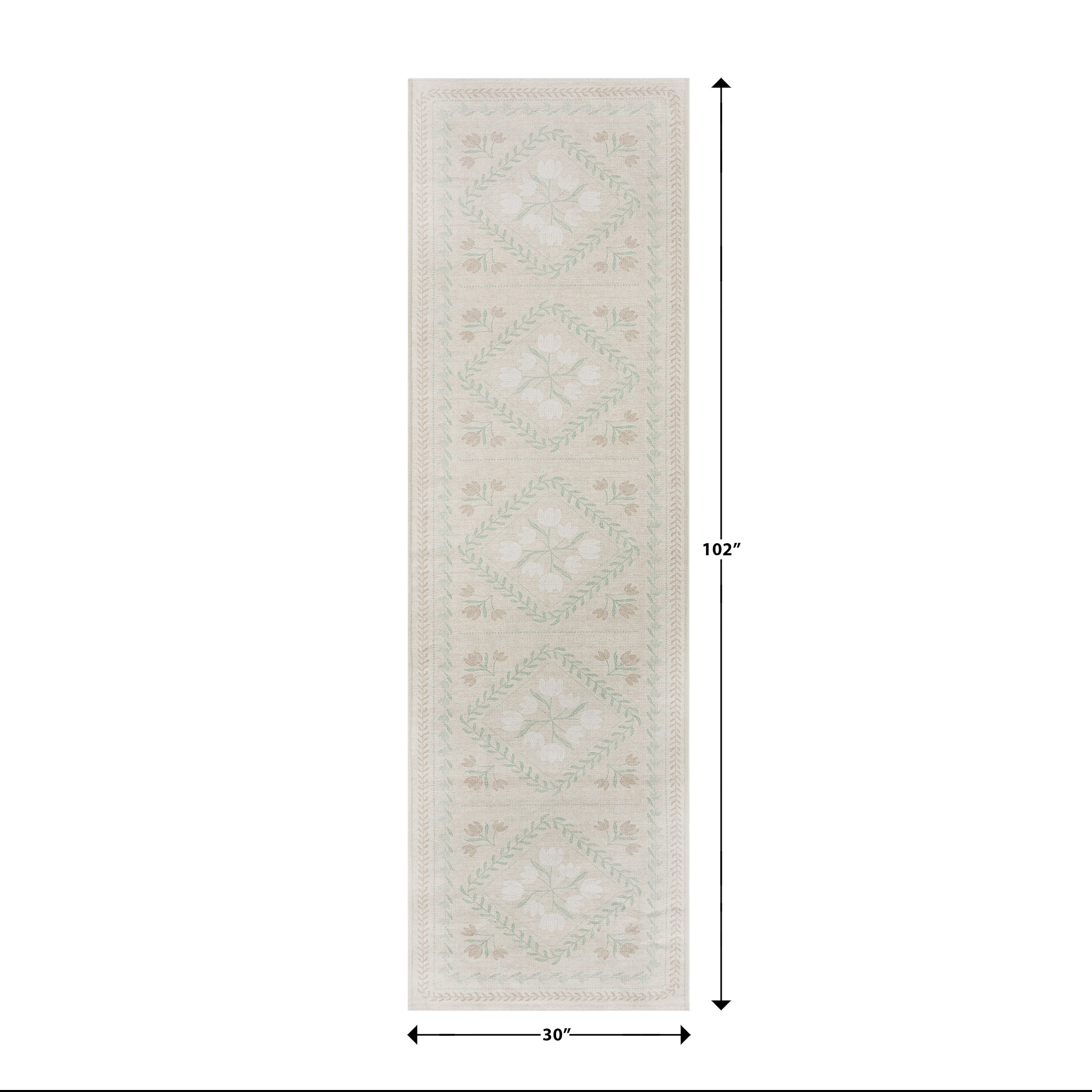 Better Homes & Gardens Soliel Floral Runner Rug, Neutral, 30 in x 102 in