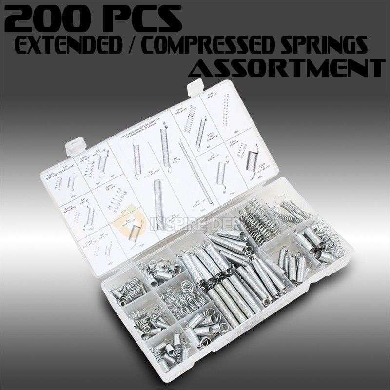 200pc Spring Assortment Set Compressed & Extended Carburetor Flat Hoop Assorted 