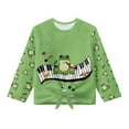 thumbnail image 4 of Xoenoiee Frog Music Note Print Girls T Shirts Crewneck Long Sleeve Blouse for Girls Lightweight Tie Knot Front Top Girls Fashion Clothes Pullover, 7-8 Year, 4 of 7