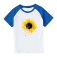 thumbnail image 2 of Feancey T-Shirts Graphiques d'Été pour Garçons, Décontractés, Imprimé Tournesol, Col Rond, Manches Courtes Raglan, T-Shirts Amples pour Enfants, Filles, Bébés, Soldes d'Été, Bleu, 9 Ans, 2 of 10