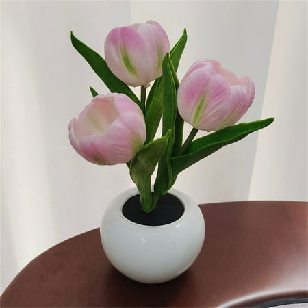 

Cute Gift! Flowers Lamp Lights 2023 New Desk Lamp Led Simulation Flowers Night Light With Vase For Home Living Room Desktop Decor One Size