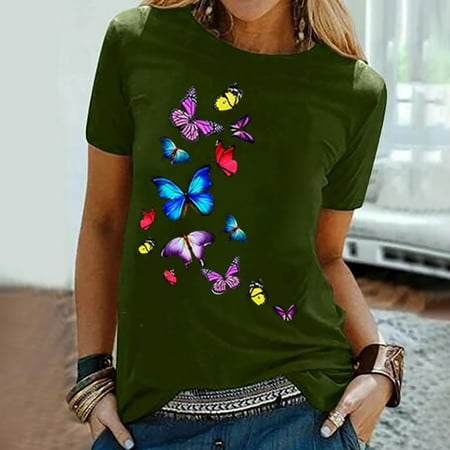 

YFPWM Tunic for Women Mesh Tops Corset Top Fringe Top Flowy Tops Basic Tops Fishnet Top Petite Tops Funny Cute Short Sleeve Fall T Shirt Feather Print Shirt