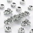 thumbnail image 2 of 100pc Middle East Rhinestone Spacer Beads Clear Brass Platinum Metal Color Nickel Free Size: about 8mm in diameter 3.8mm thick hole: 1.5mm, 2 of 2