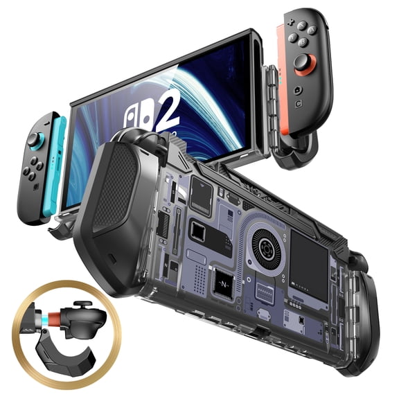 Mumba Dockable Case for Nintendo Switch 2, Integrated Hinge Shell, Military-Grade Protection Dock Friendly Anti-Wobble Hard Protective Cover, Foldable Hinged Grips for Nintendo Switch 2, (Circuit)
