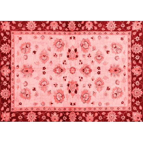 Ahgly Company Machine Washable Indoor Rectangle Oriental Red Traditional Area Rugs, 5' x 8'