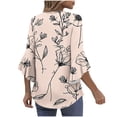 thumbnail image 4 of Neewe Long Sleeve Shirts for Women 2025 Fall Tops Floral Print Pleated Dressy Casual Blouses, 4 of 7