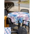 thumbnail image 5 of Outdoor Tablecloth with Umbrella Hole for Patio/Picnic/Party/Camping, Blue Purple Leaves Waterproof Table Cloth Square Cover Washable, Farmhouse Minimalist Botanical (60"x 60"), 5 of 9