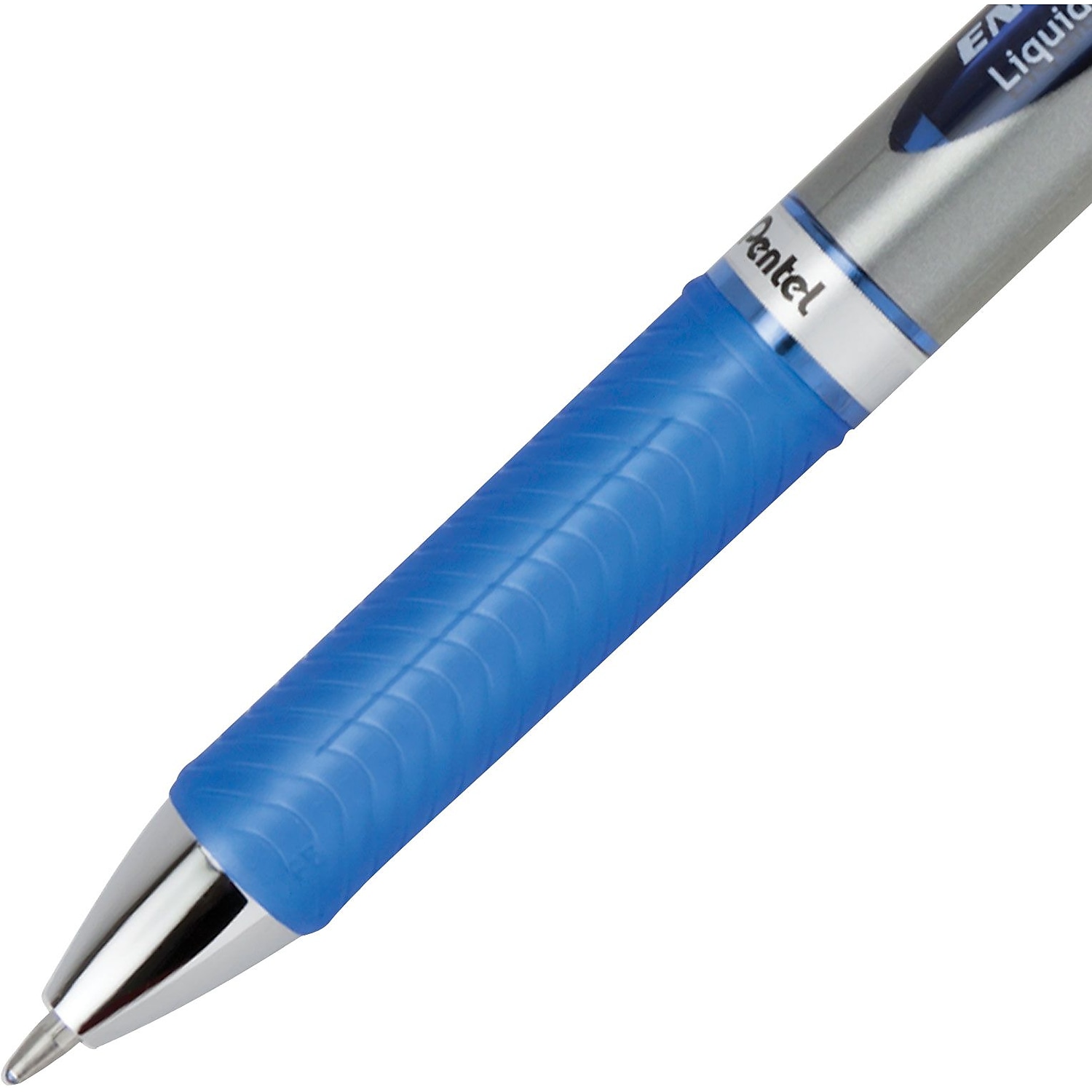 EnerGel RTX Retractable Liquid Gel Pen, Bold Line, Metal Tip, Blue Ink, 12 Count