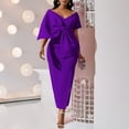 thumbnail image 2 of AURA Plus Size Women Sexy V Neck Big Bow High Waist Split Maxi Party Dress Elegant Bodycon Evening Gown, 2 of 8