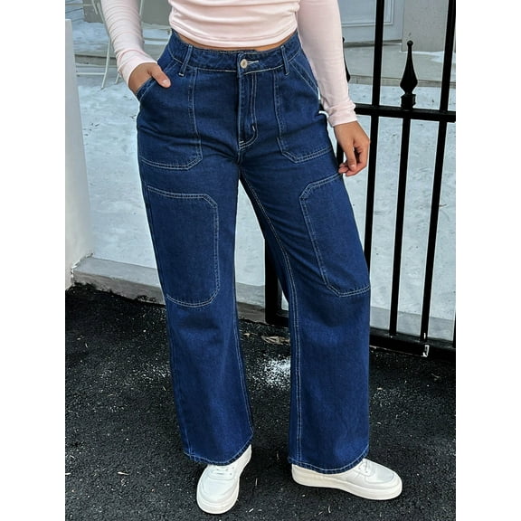 aPAY Jeans for Women Long Denim Straight Pants Y2K Vintage Classic Style Regular Size